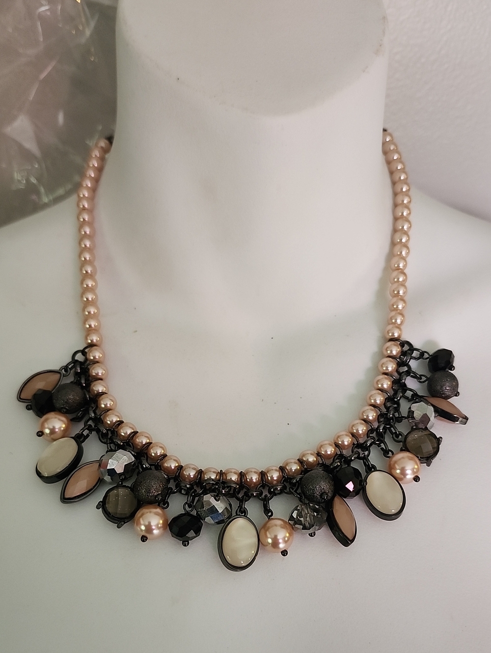 Elegant Blush Pearl and Mixed-Stone Statement Necklace - NY Collection